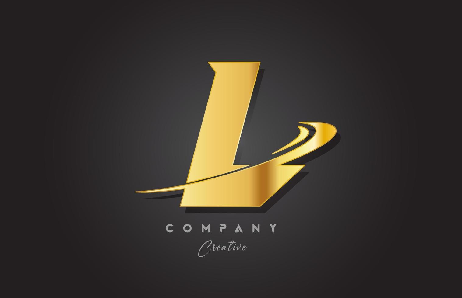 L golden alphabet letter logo icon design. Template for business and company with swoosh vector