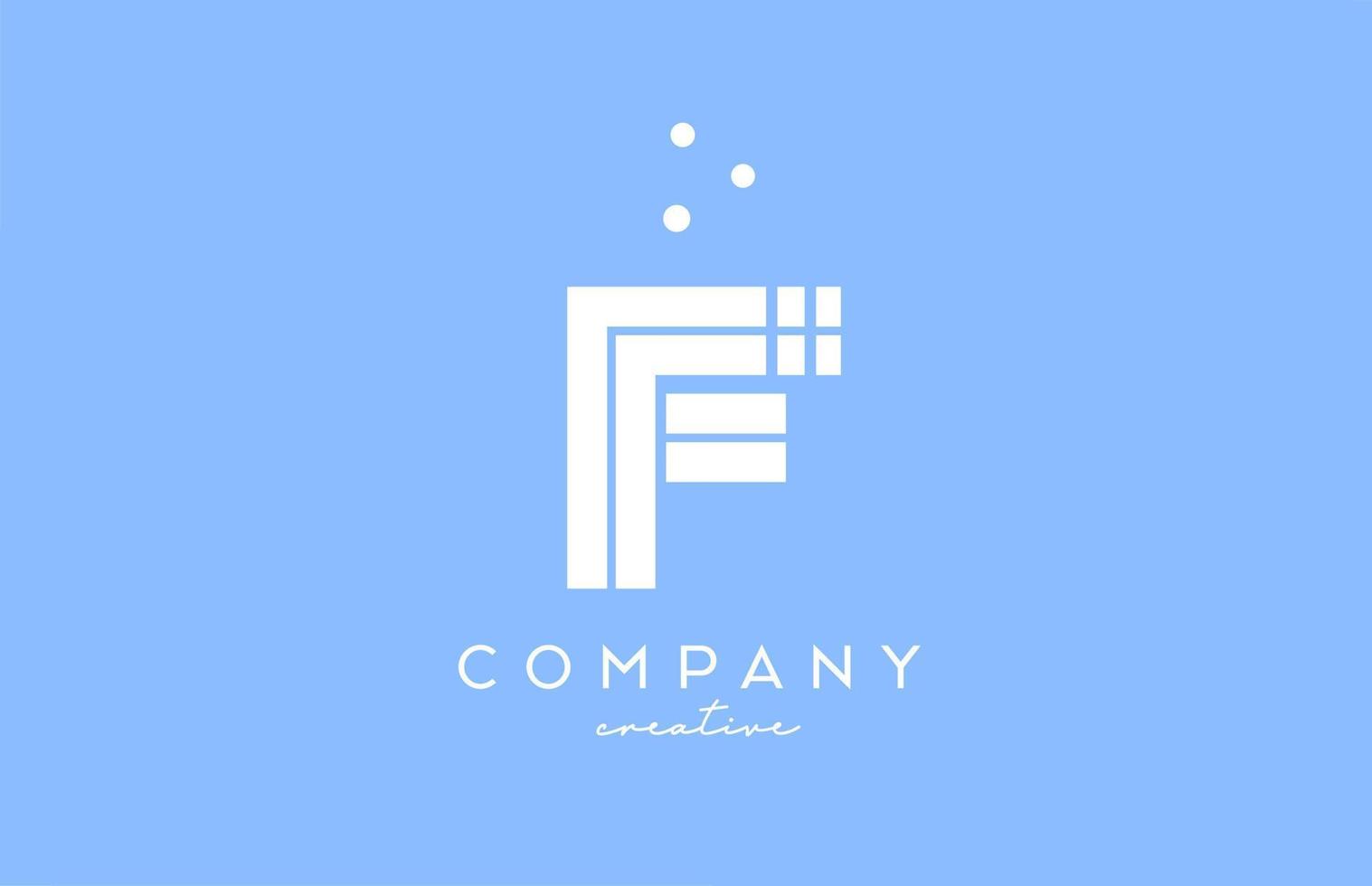 F blue white alphabet letter logo with lines and dots. Corporate creative template design for company and business vector