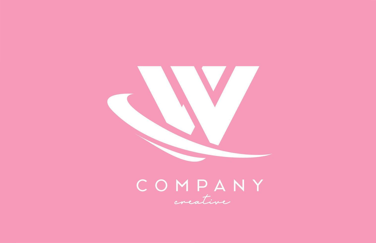 rosado blanco w alfabeto letra logo icono con silbido. creativo modelo diseño para negocio y empresa vector