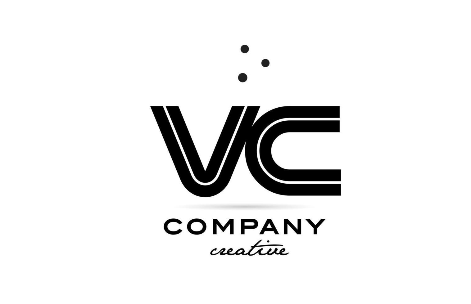 VC black and white combination alphabet bold letter logo with dots. Joined creative template design for company and business vector
