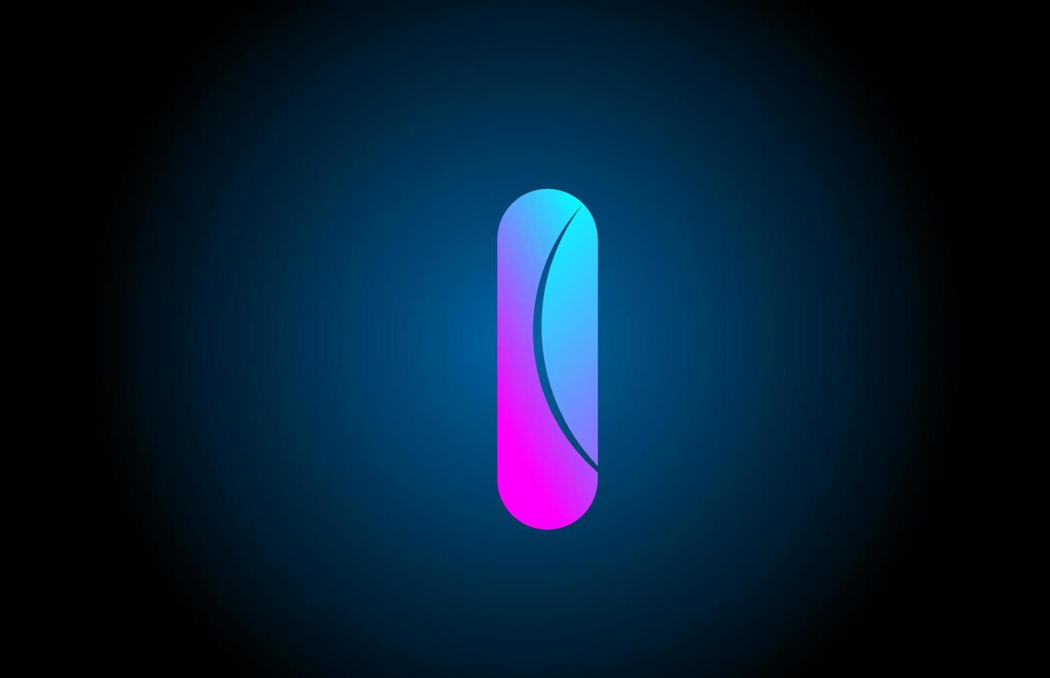 blue pink I alphabet letter logo icon design with gradient color. Creative template for company and business vector