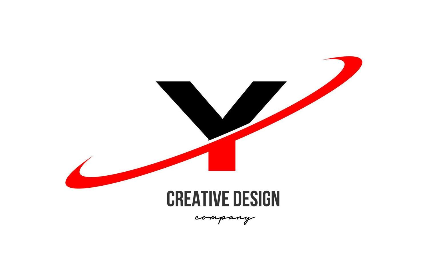 Red black Y alphabet letter logo with big swoosh. Corporate creative template design for business and company vector
