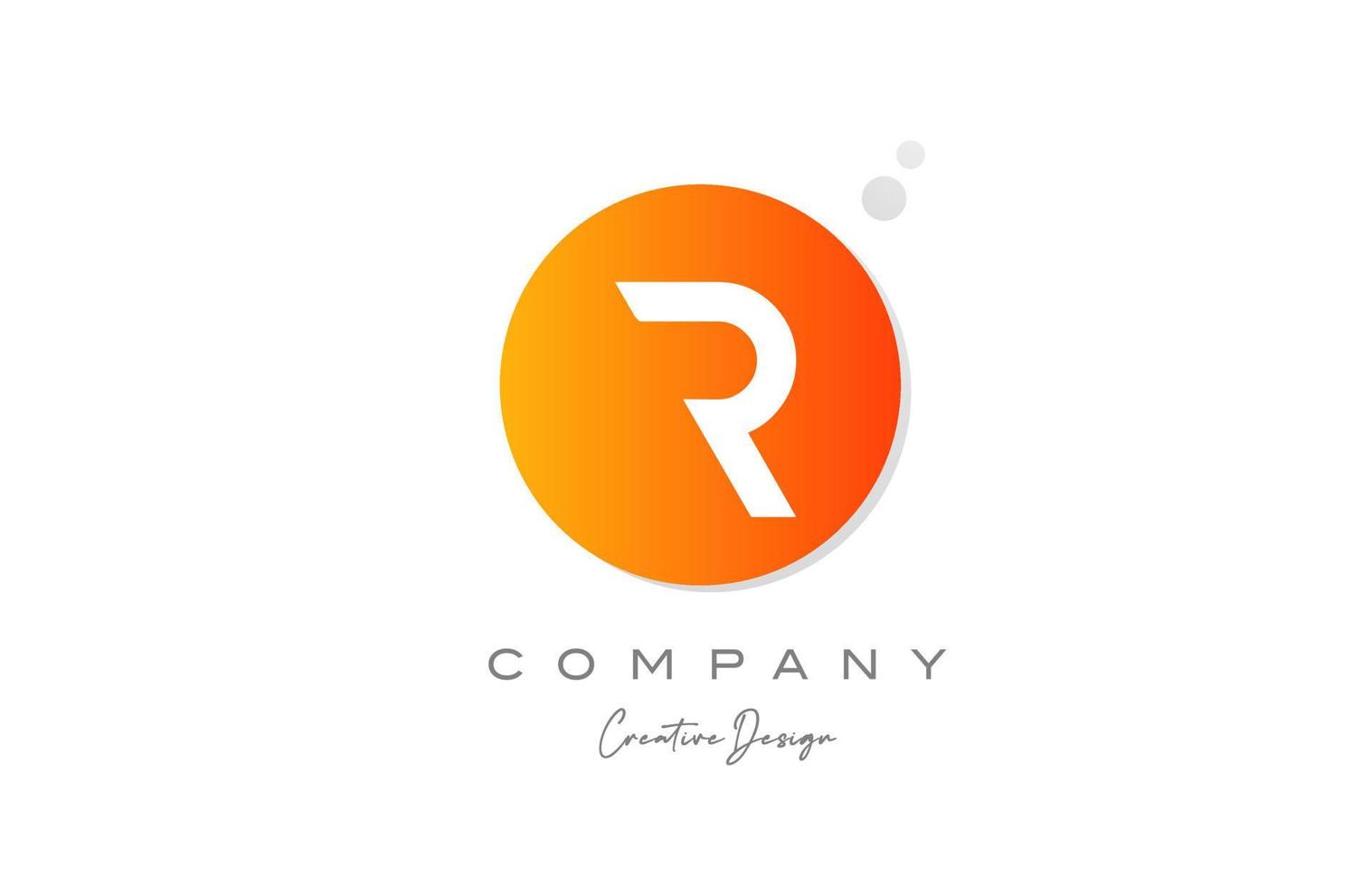 R orange sphere alphabet letter logo icon design with dot. Creative template for company and business vector