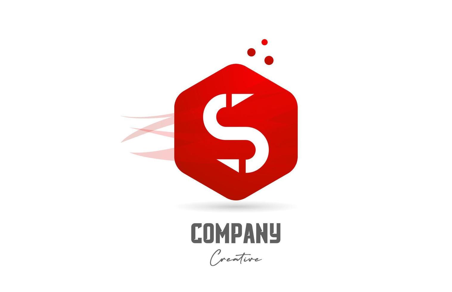 S red hexagon letter alphabet logo icon design. Creative template for business and company vector