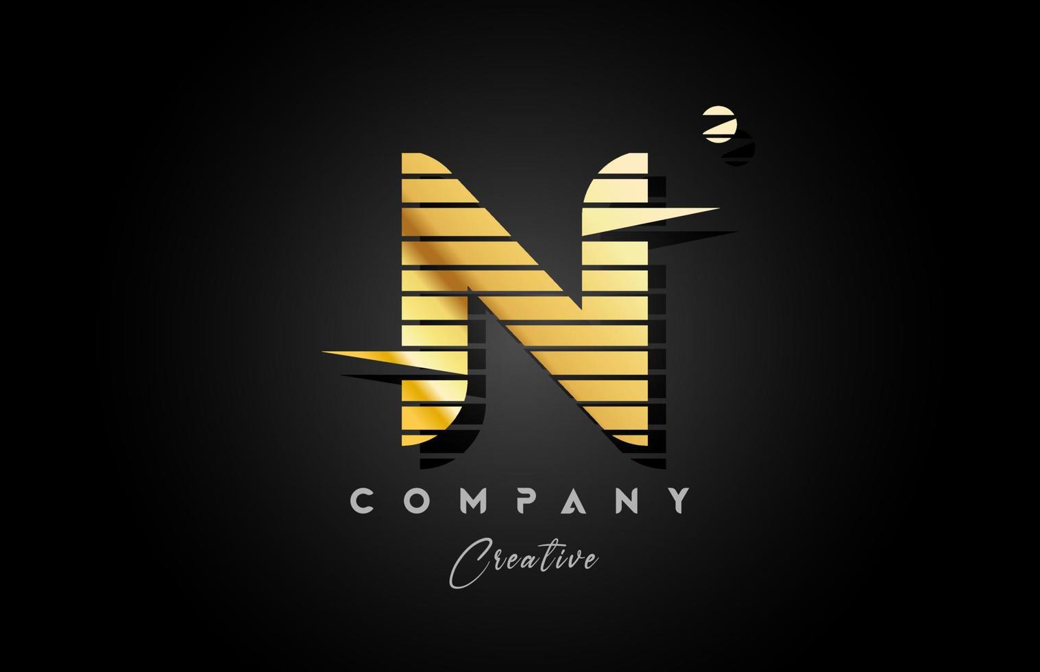 gold golden N alphabet letter logo icon design with line stripe and circle. Creative template for business and company vector