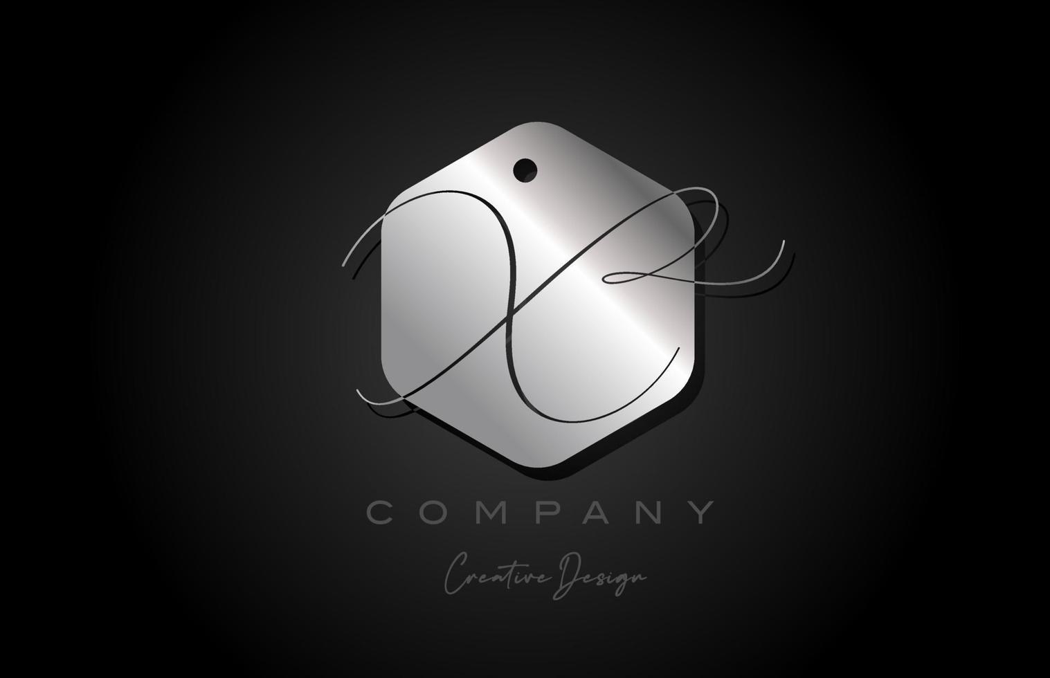 plata gris X alfabeto letra logo icono diseño con metal y elegante estilo. creativo polígono modelo para negocio y empresa vector