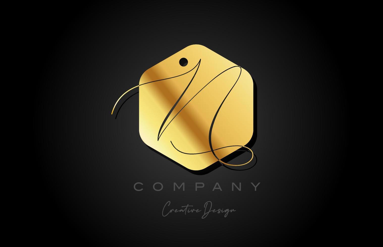 gold golden N alphabet letter logo icon design with dot and elegant style. Creative polygon template for business and company vector