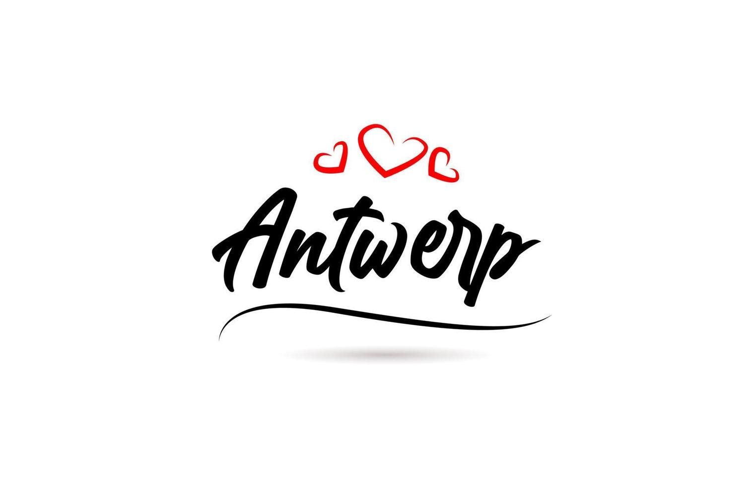 Amberes europeo ciudad tipografía texto palabra con amor. mano letras estilo. moderno caligrafía texto vector