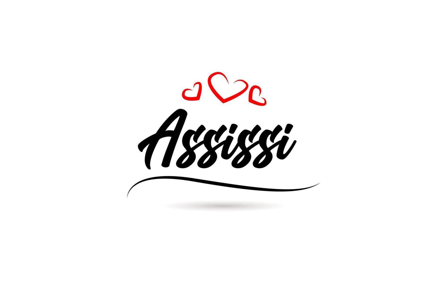 Assissi european city typography text word with love. Hand lettering style. Modern calligraphy text vector
