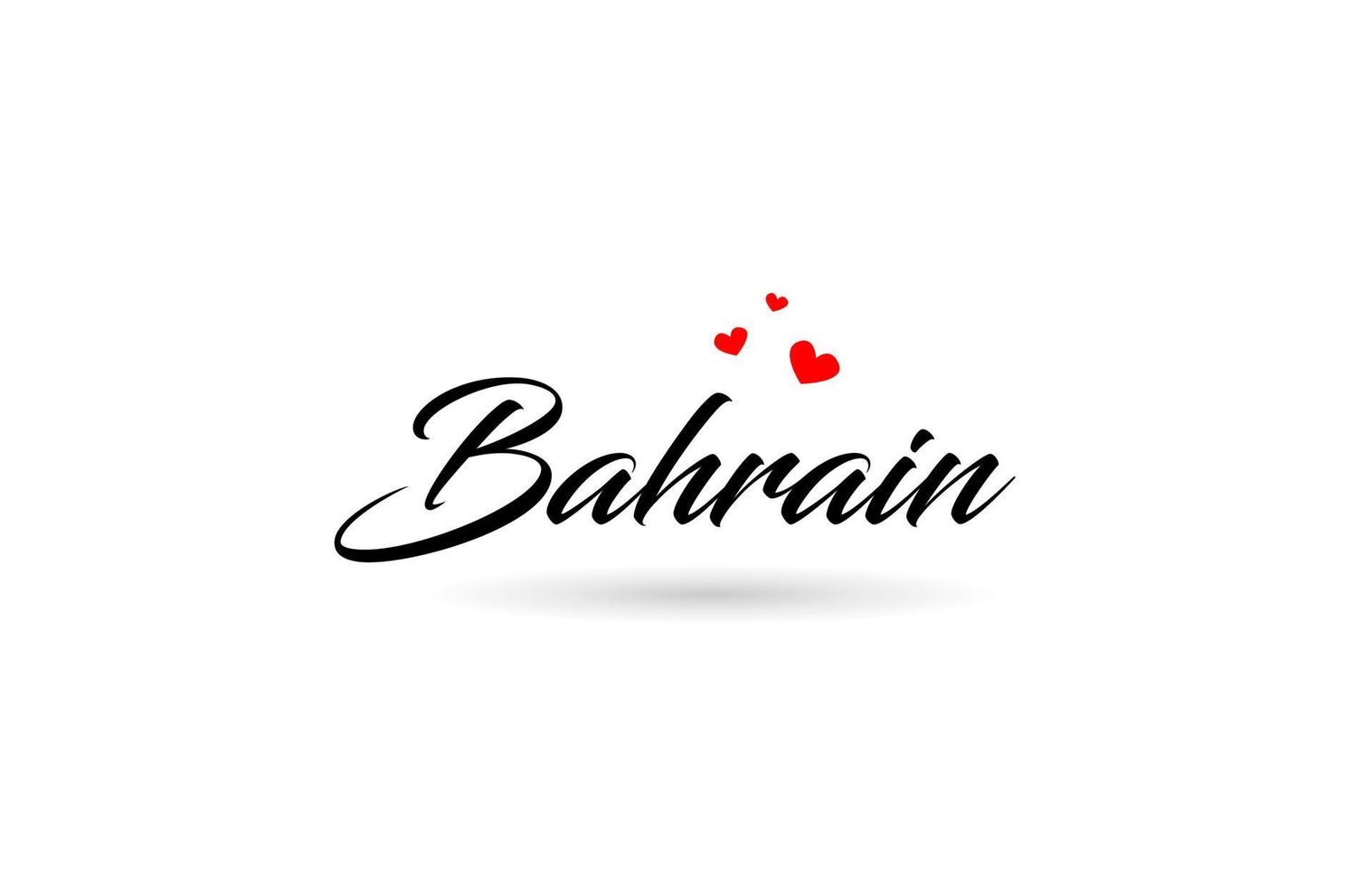 Bahrain name country word with three red love heart. Creative typography logo icon design vector