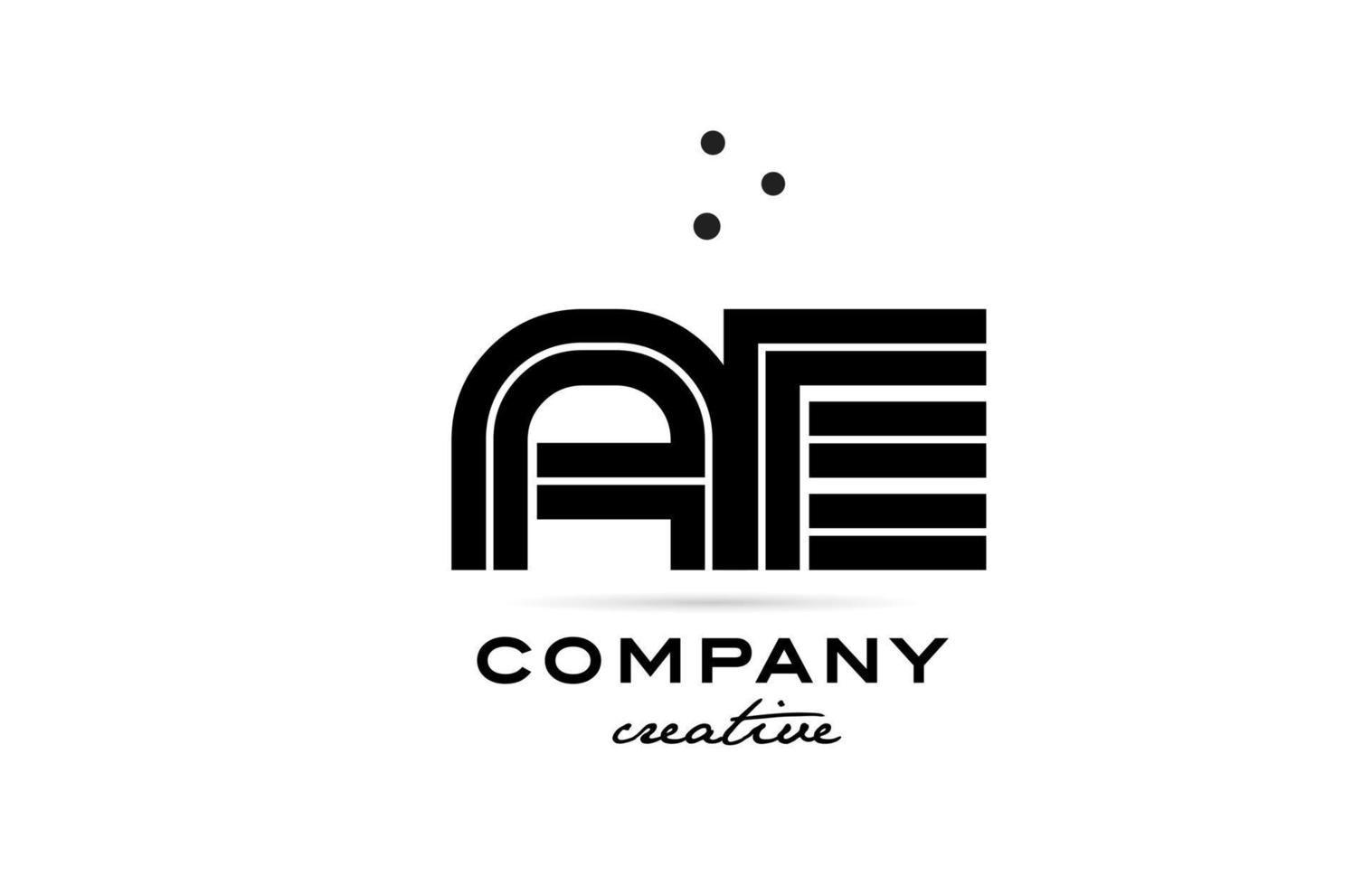 AE black and white combination alphabet bold letter logo with dots. Joined creative template design for company and business vector