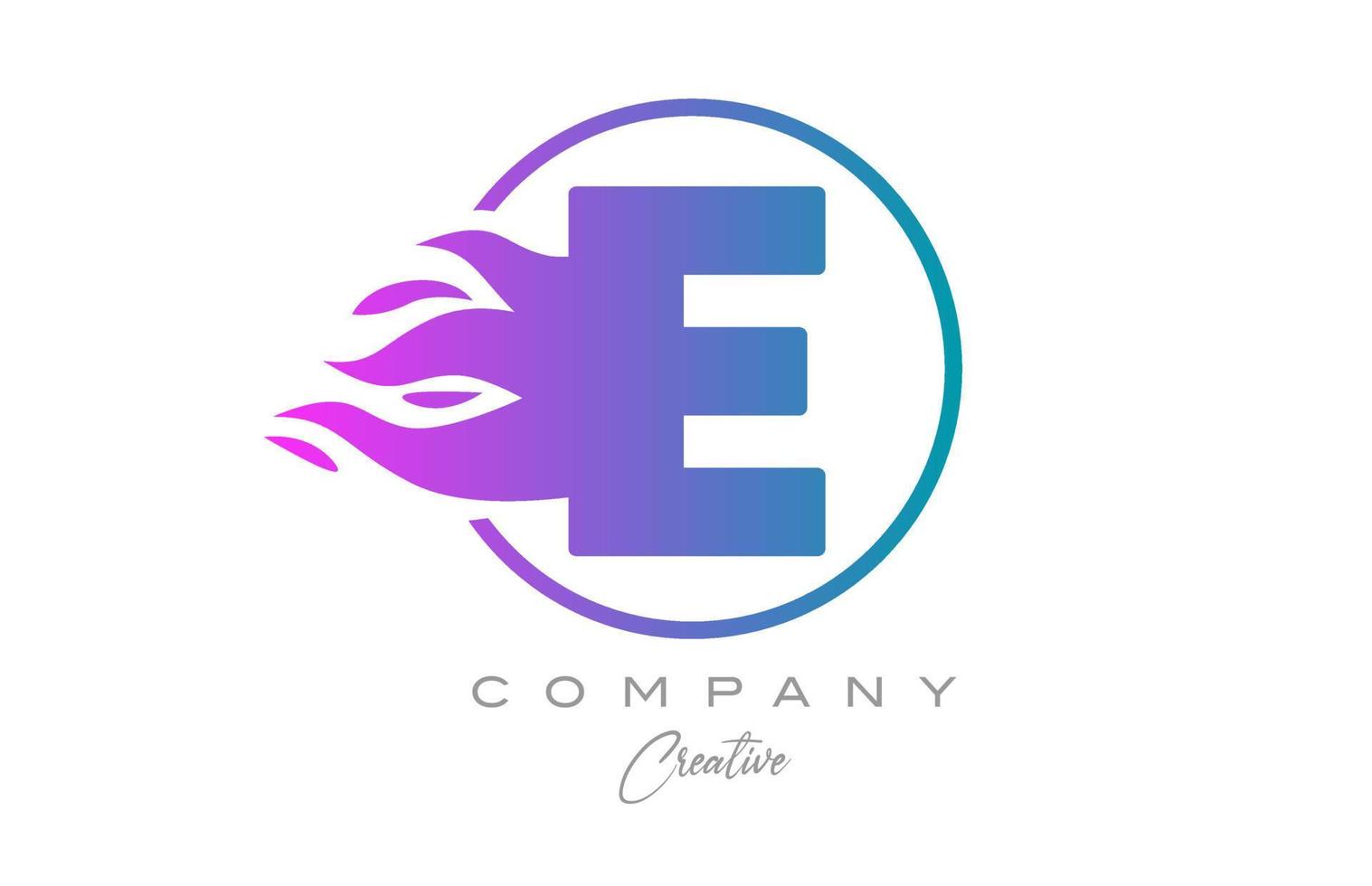 pink E alphabet letter icon for corporate with purple flames. Design with  suitable for a company logo vector