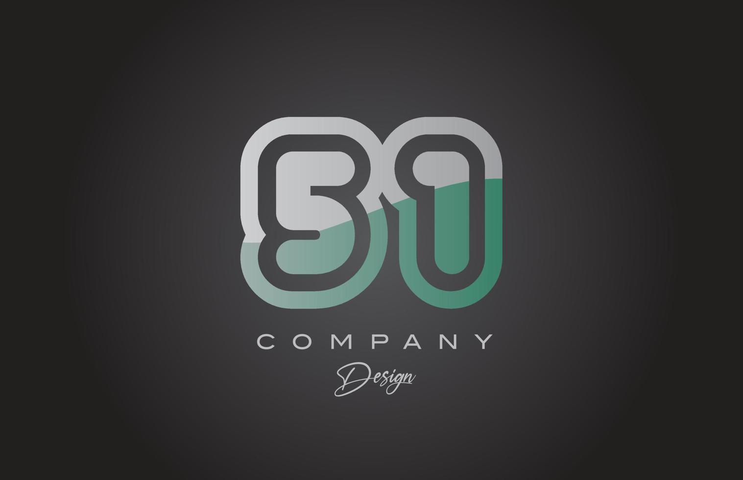 51 green grey number logo icon design. Creative template for company and business vector