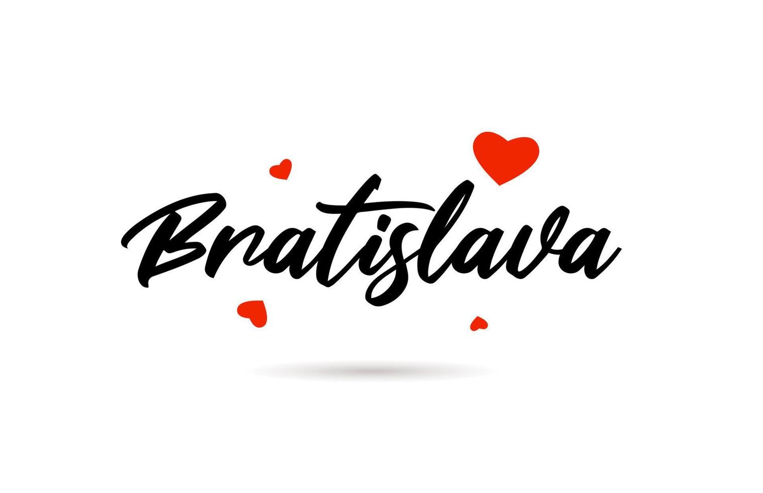 bratislava escrito ciudad tipografía texto con amor corazón vector