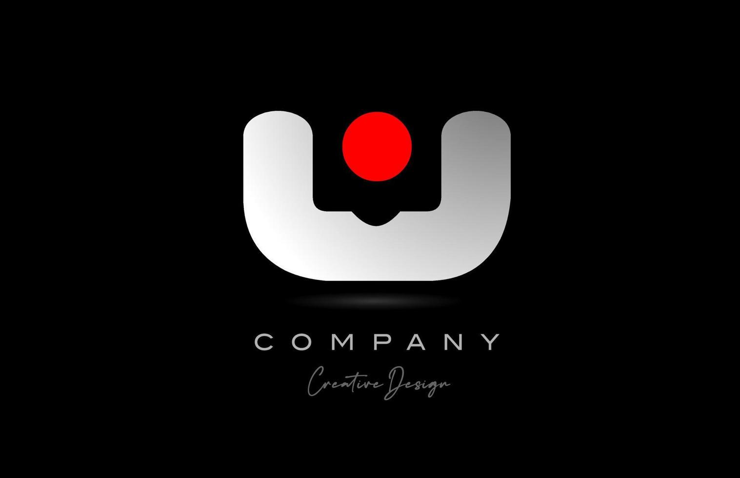 red grey W alphabet letter logo icon design with dot. Creative polygon template for business and company vector