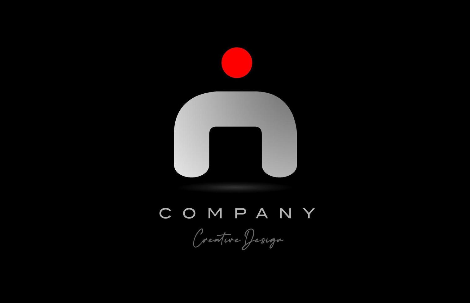 red grey N alphabet letter logo icon design with dot. Creative polygon template for business and company vector
