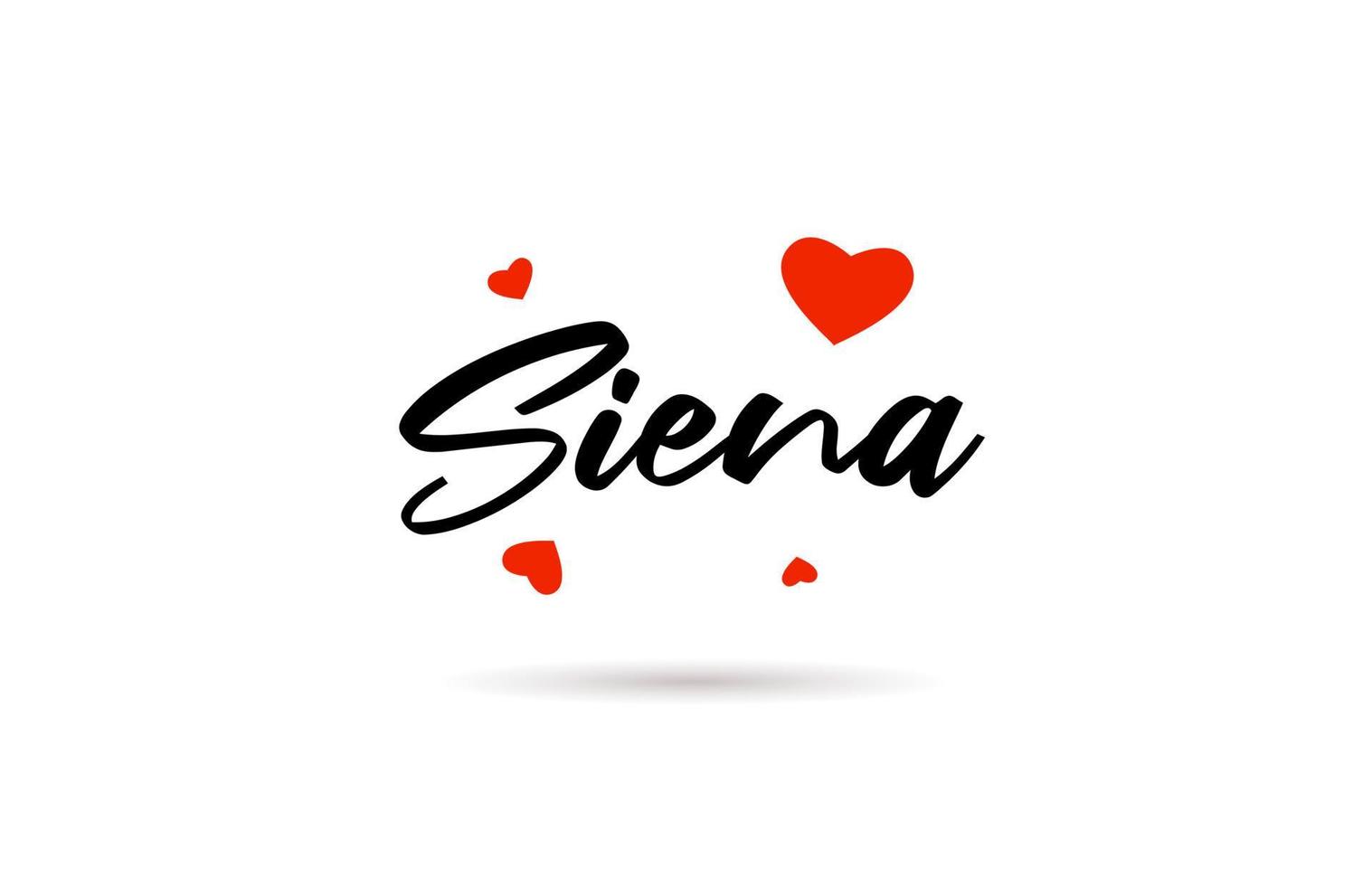 Siena handwritten city typography text with love heart vector