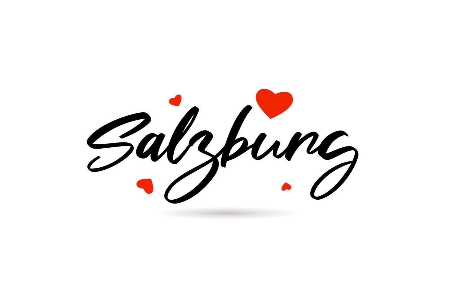Salzburg handwritten city typography text with love heart vector