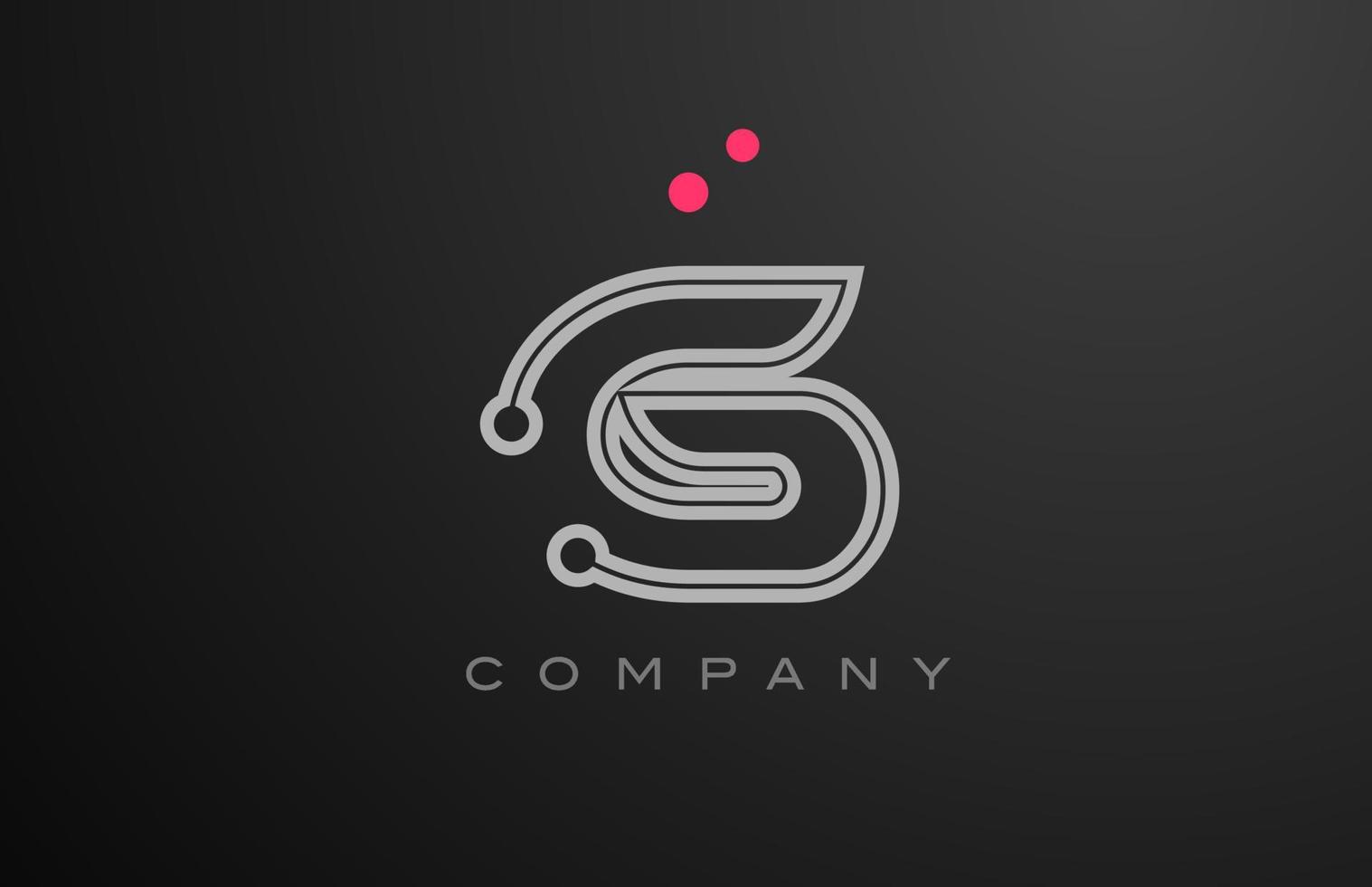 pink grey line G alphabet letter logo icon design with dot. Creative template for company and business vector