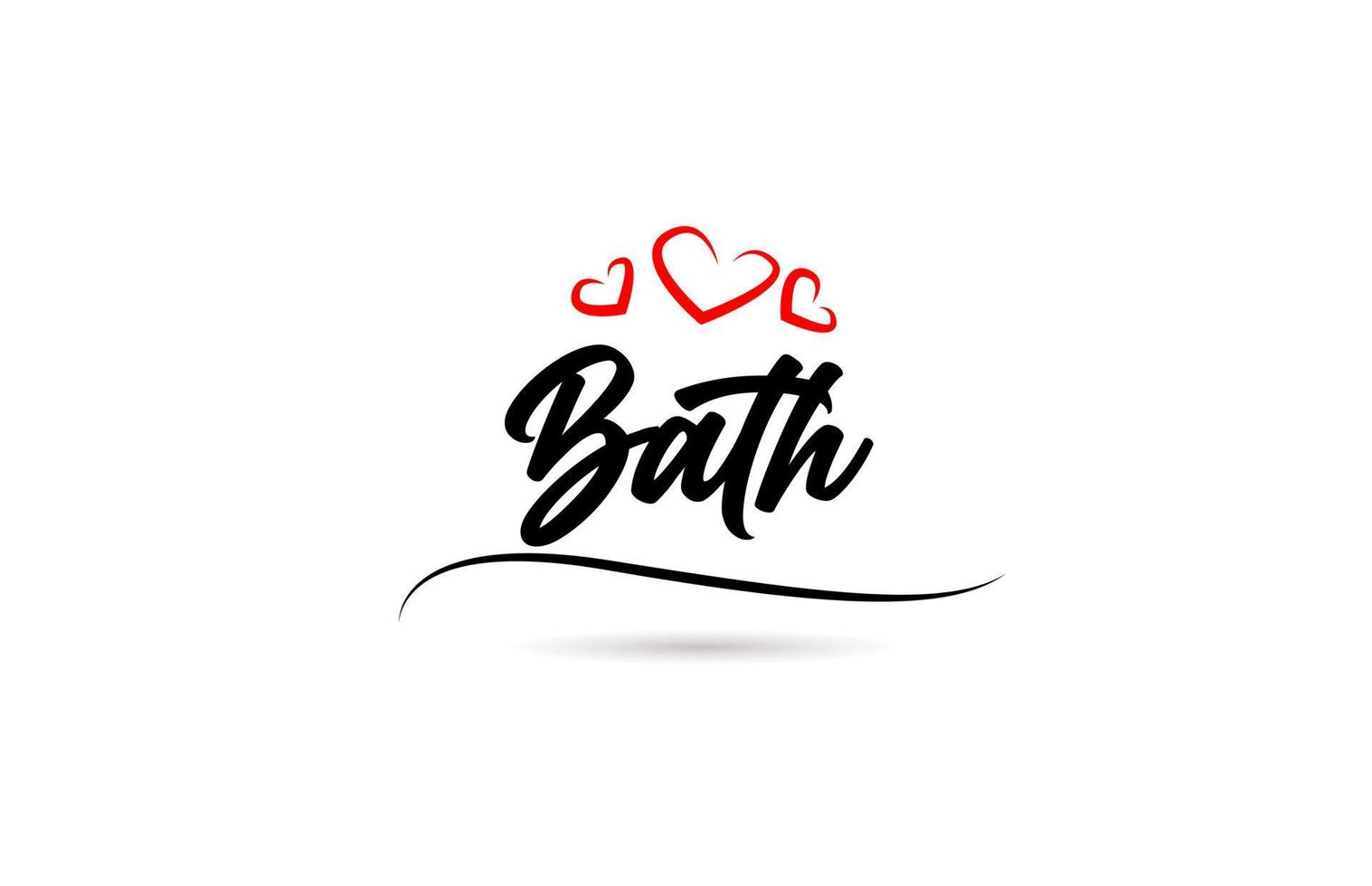 Bath european city typography text word with love. Hand lettering style. Modern calligraphy text vector