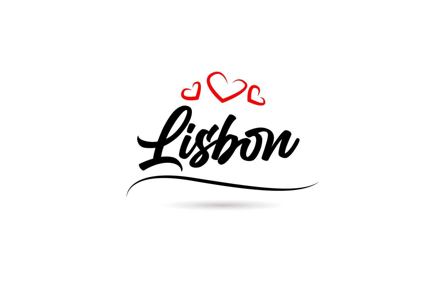 Lisbon european city typography text word with love. Hand lettering style. Modern calligraphy text vector