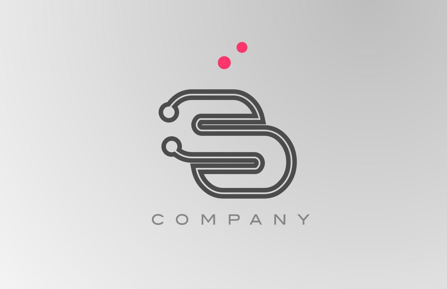 pink grey S alphabet letter logo icon design with line and dot. Creative template for business and company vector