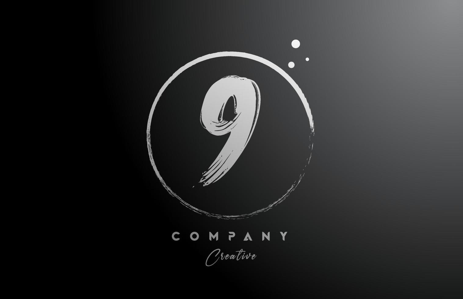 black white 9 number letter logo icon design with dots and circle. Creative gradient template for company and business vector