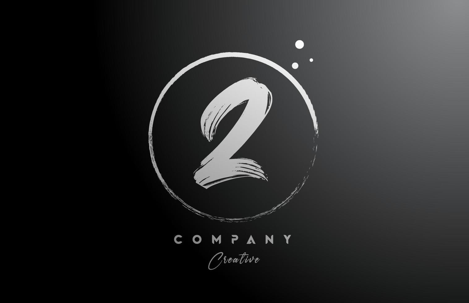 black white 2 number letter logo icon design with dots and circle. Creative gradient template for company and business vector
