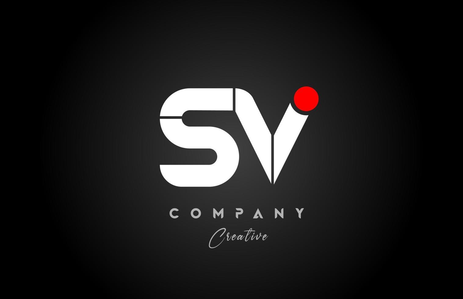 red white alphabet letter SV S V combination for company logo. Suitable as logotype vector