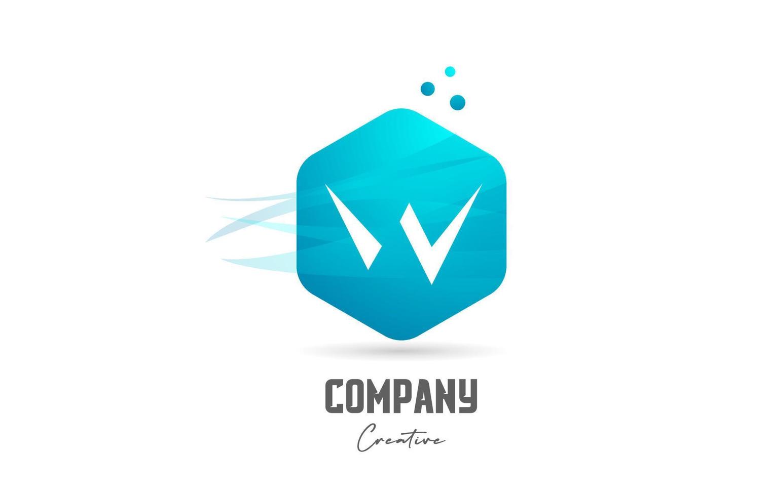 hexagon W letter alphabet logo icon design with blue color and dots. Creative template for company and business vector