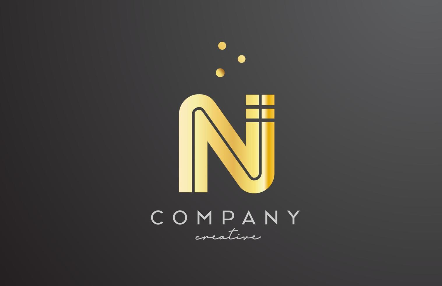 gold golden N alphabet letter logo with dots. Corporate creative template design for company and business vector
