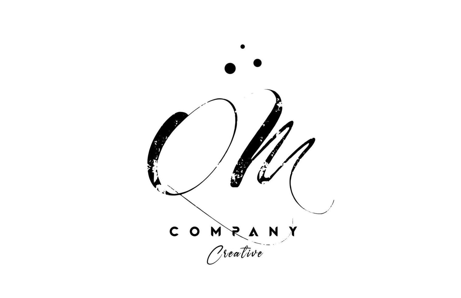 handwritten vintage QM alphabet letter logo icon combination design with dots vector