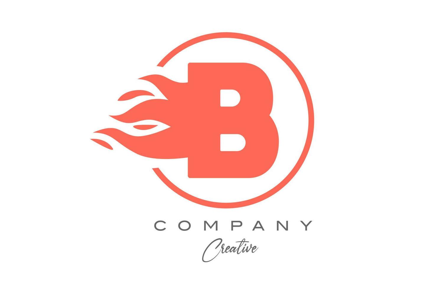 orange B alphabet letter icon for corporate with flames. Fire design suitable for a business logo vector
