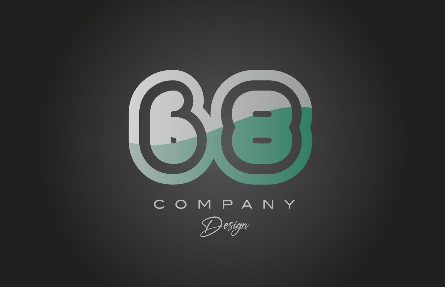 68 verde gris número logo icono diseño. creativo modelo para empresa y negocio vector