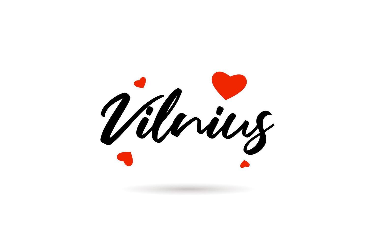 Vilnius handwritten city typography text with love heart vector