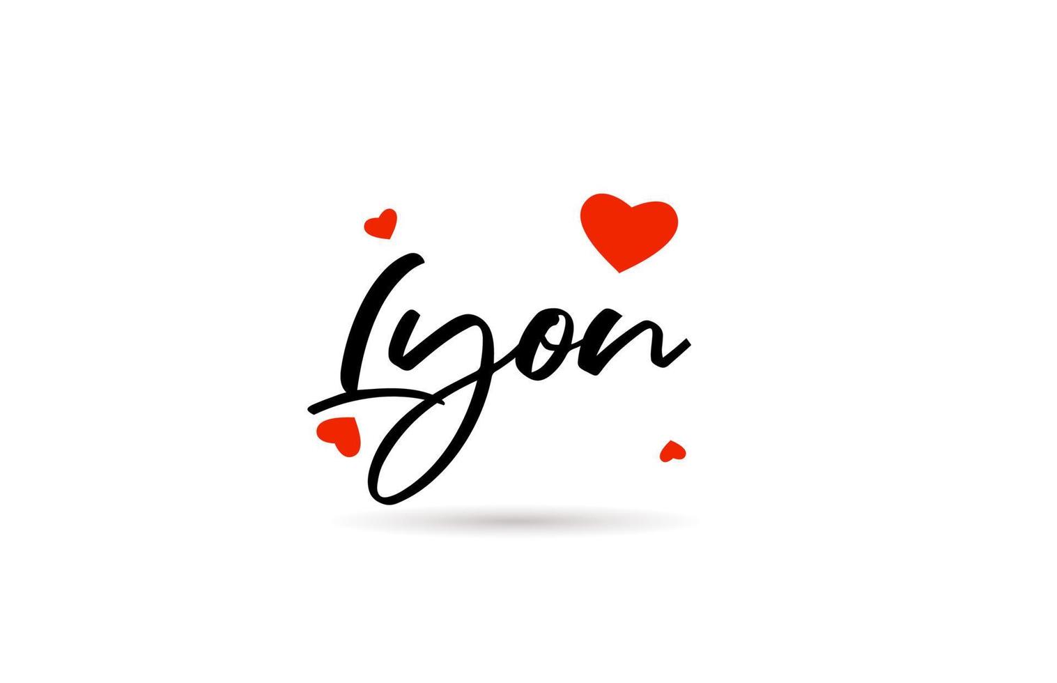 Lyon handwritten city typography text with love heart vector