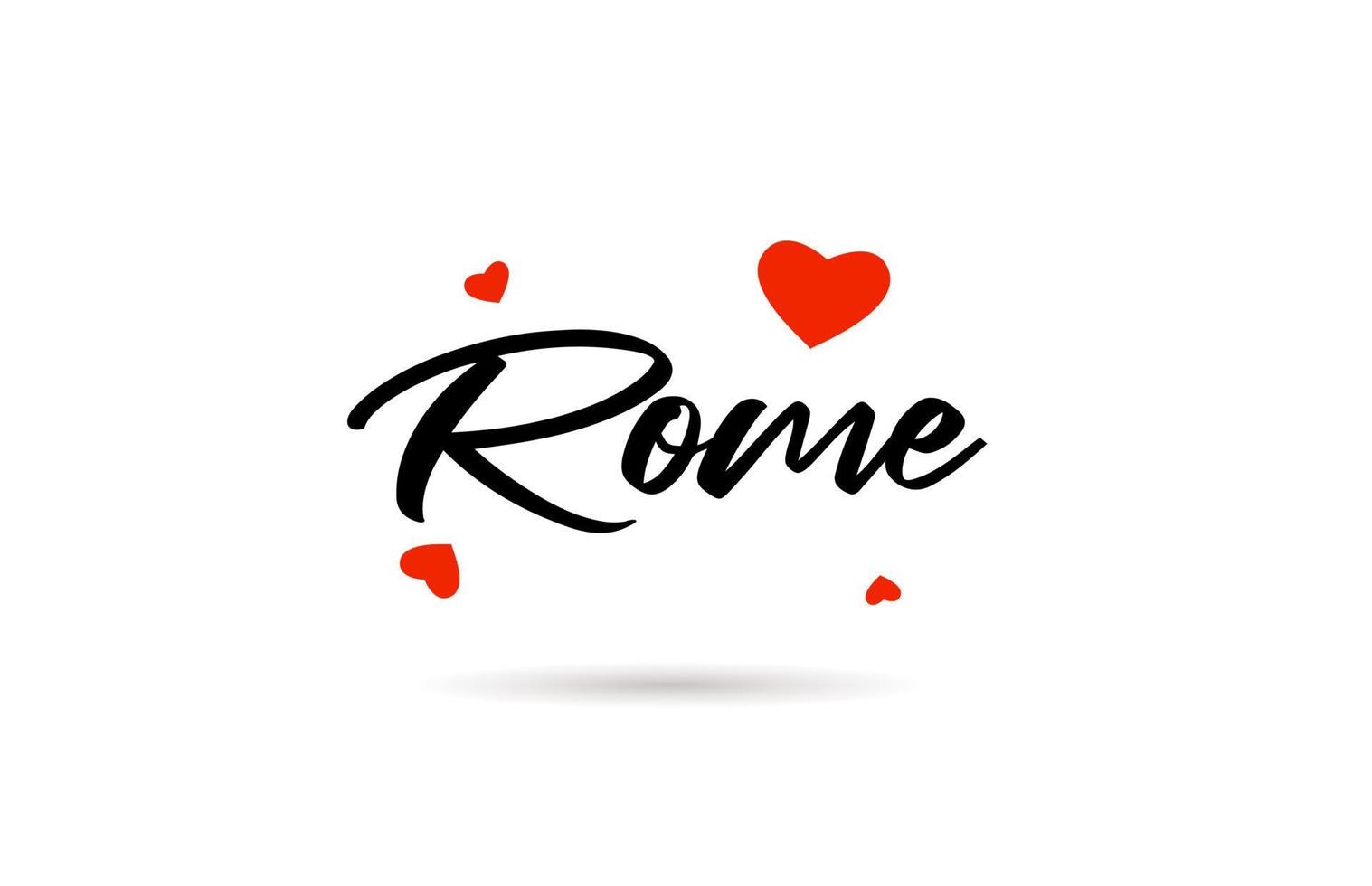 Rome handwritten city typography text with love heart vector