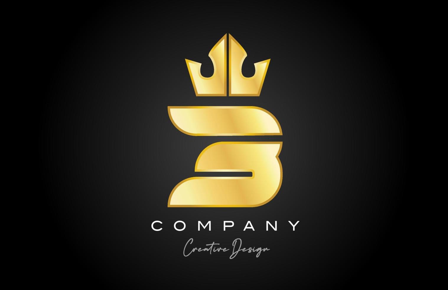 gold golden B alphabet letter logo icon design. Creative crown king template for company and business vector
