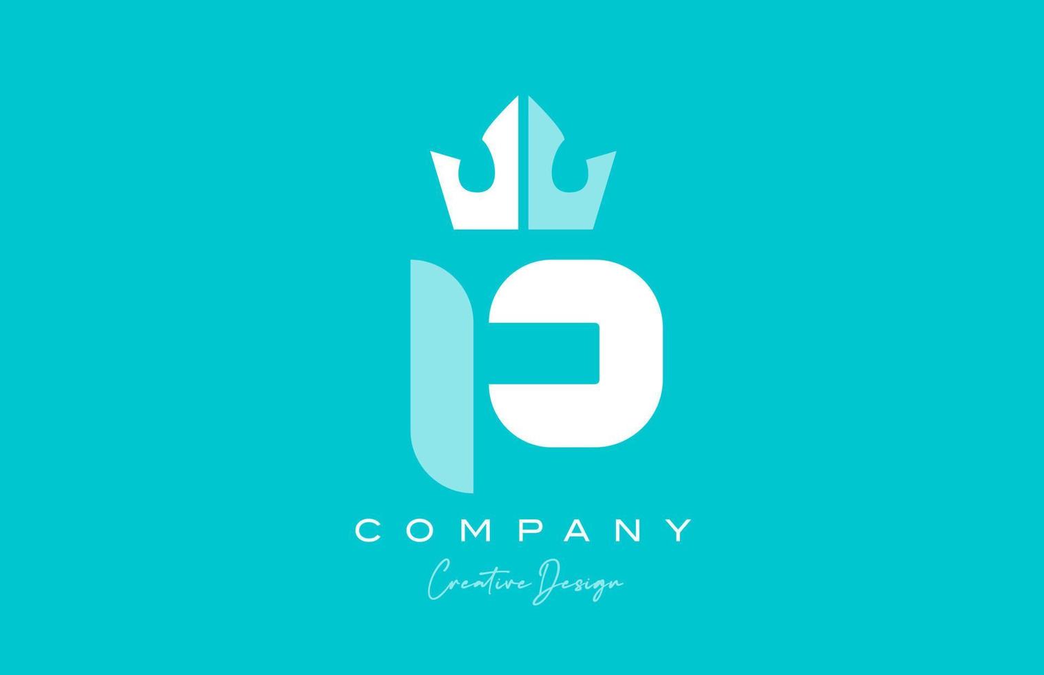 P blue pastel alphabet letter logo icon design with king crown. Creative template for business and company vector