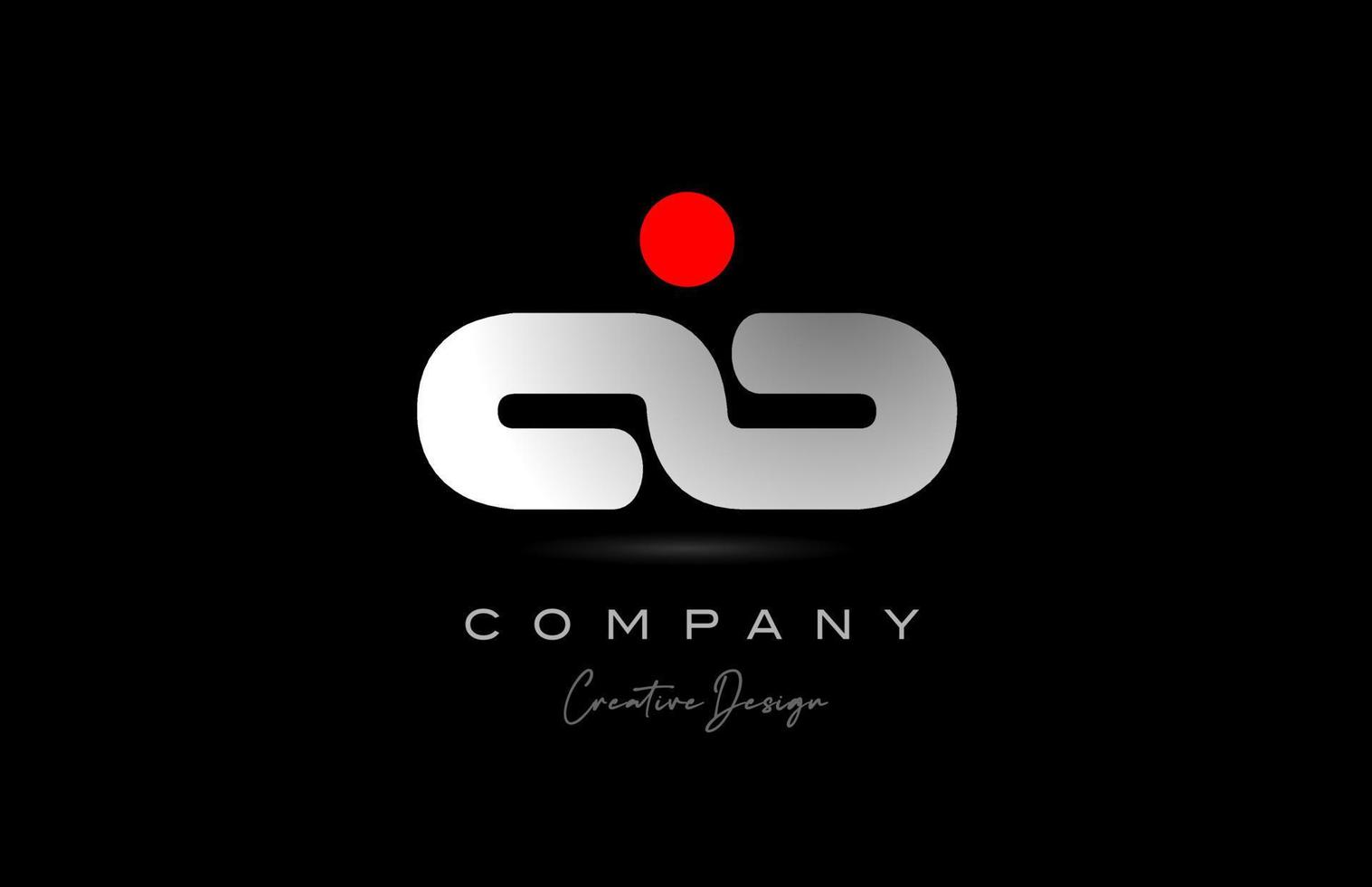 red grey O alphabet letter logo icon design with dot. Creative polygon template for business and company vector