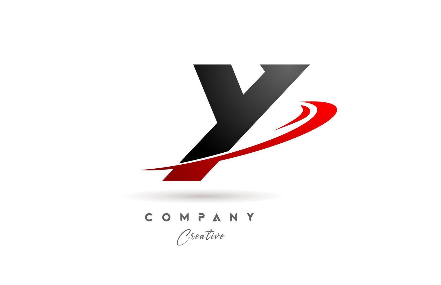 black grey Y alphabet letter logo icon design with red swoosh. Creative template for company and business vector