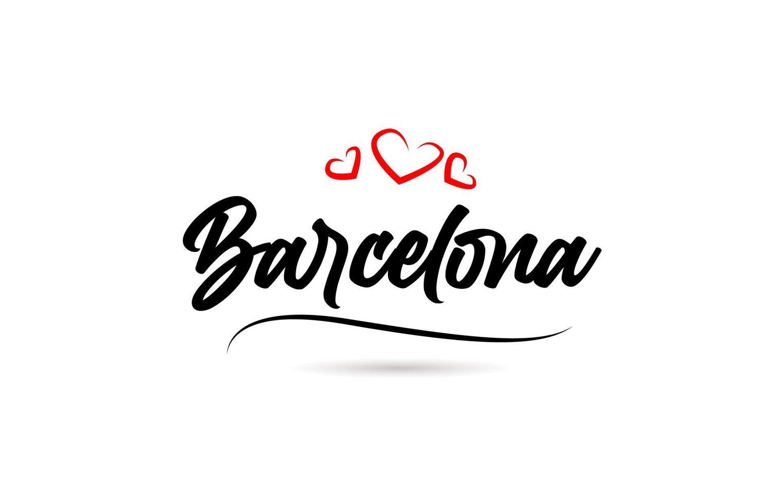 Barcelona european city typography text word with love. Hand lettering style. Modern calligraphy text vector