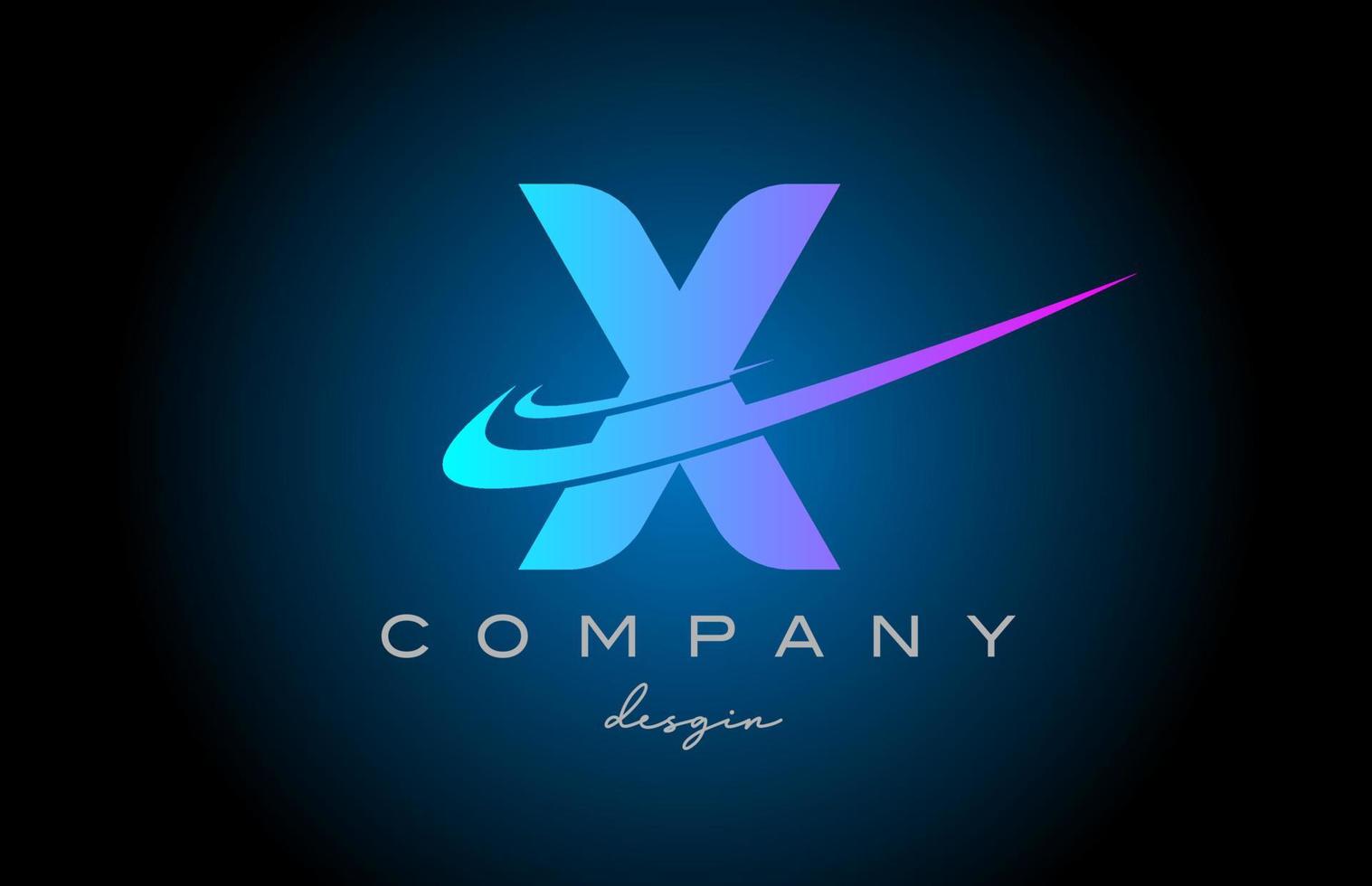 X rosado azul alfabeto letra logo con doble silbido. corporativo creativo modelo diseño para empresa y negocio vector