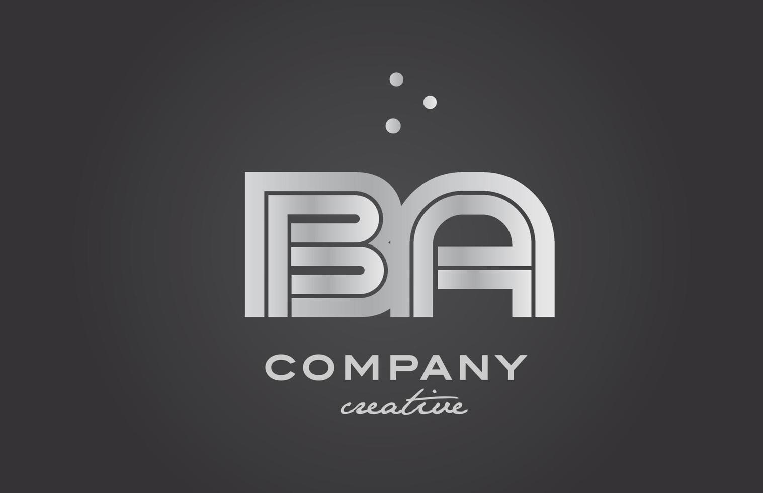 black and grey BA combination alphabet bold letter logo with dots. Joined creative template design for business and comp vector