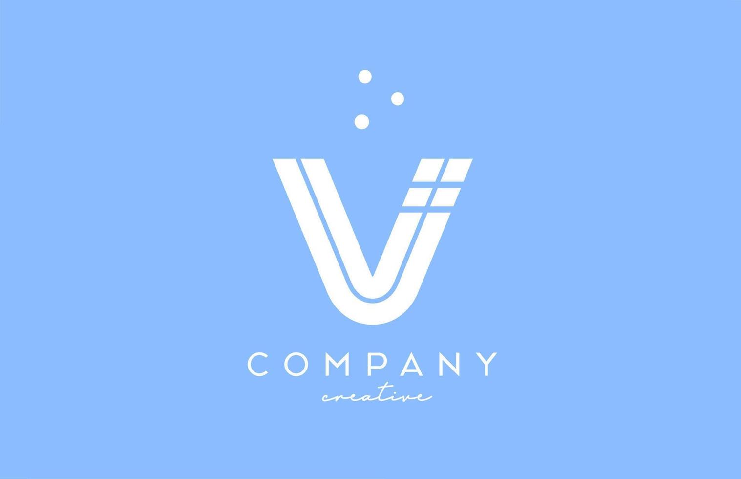 v azul blanco alfabeto letra logo con líneas y puntos corporativo creativo modelo diseño para empresa y negocio vector