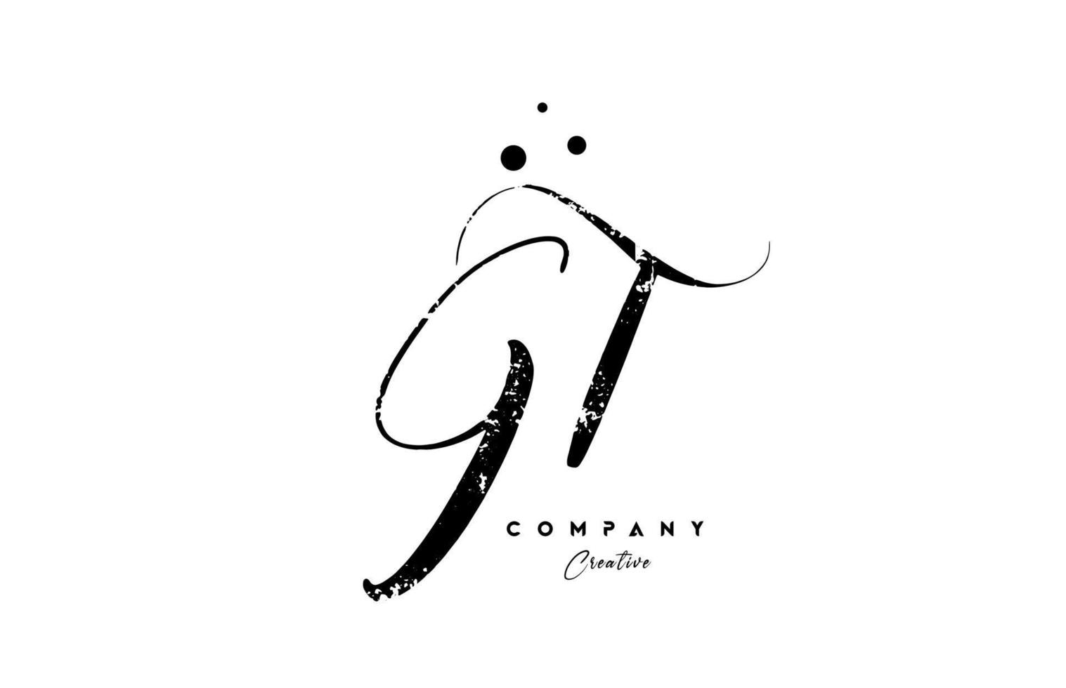 handwritten vintage GT alphabet letter logo icon combination design with dots vector