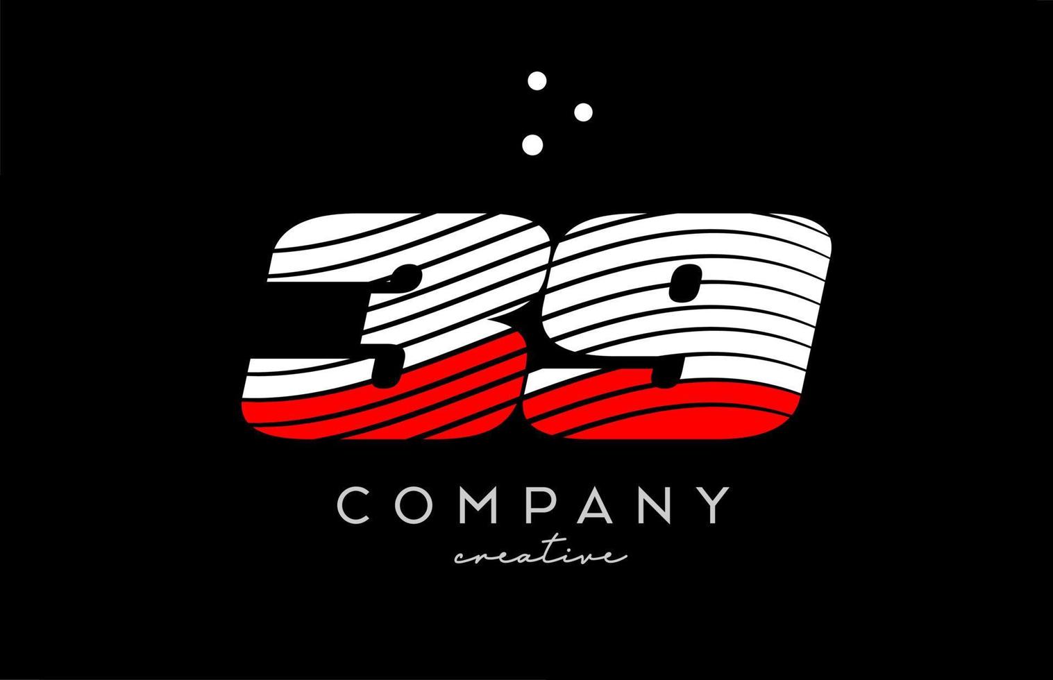 39 number logo with red white lines and dots. Corporate creative template design for business and company vector