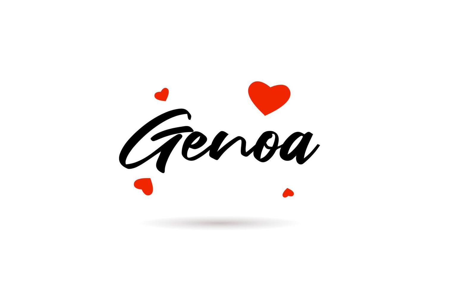 Genoa handwritten city typography text with love heart vector