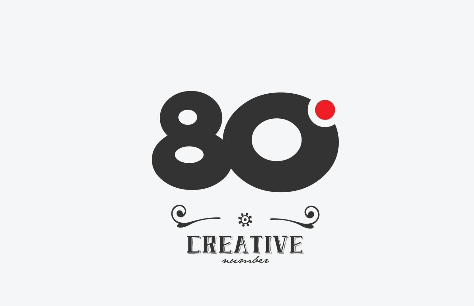 gris 80 número logo icono diseño con rojo punto. creativo modelo para empresa y negocio vector