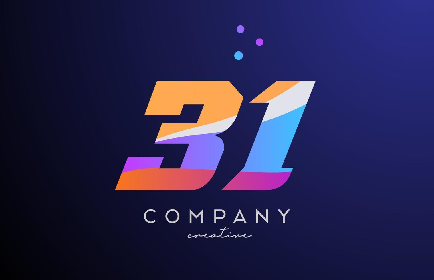 de colores número 31 logo icono con puntos amarillo azul rosado modelo diseño para un empresa y negocios vector